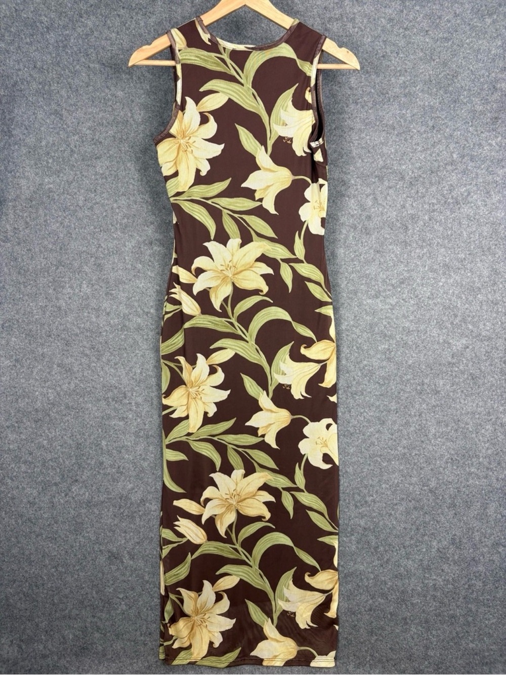 ISO!!! Not for sale! Brown Floral Sleeveless Maxi Dress with Yellow Lilies